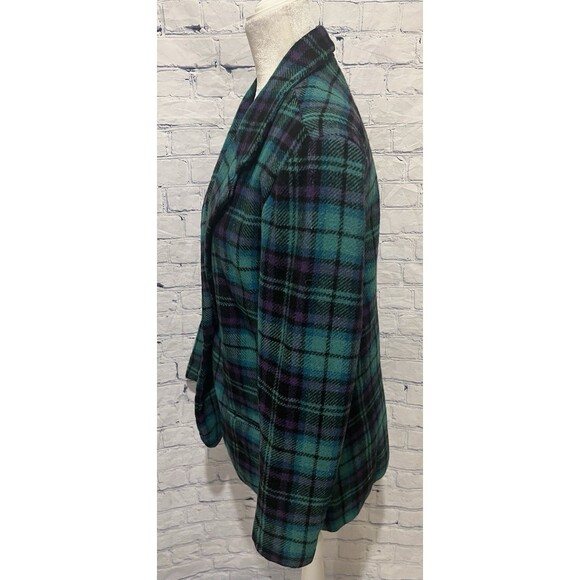 ADOLFO VINTAGE PLAID TARTAN WOOL BLEND SINGLE BUTTON BLAZER JACKET Size 8 - Picture 4 of 7